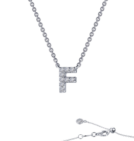 Lafonn Lafonn Sterling Silver .36ctw Simulated Diamond 'F' Block Initial Necklace (20")