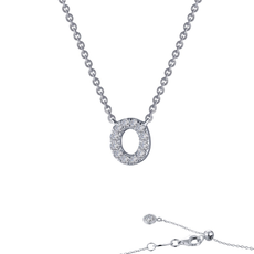 Lafonn Lafonn Sterling Silver .42ctw Simulated Diamond 'O' Block Initial Necklace (20")