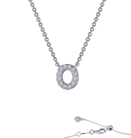 Lafonn Lafonn Sterling Silver .42ctw Simulated Diamond 'O' Block Initial Necklace (20")