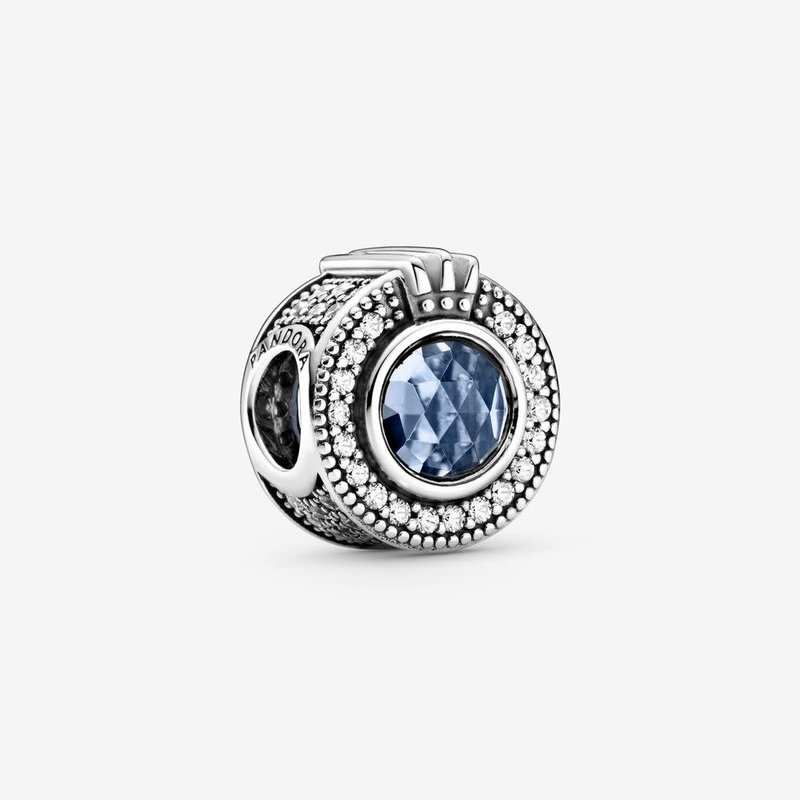 Pandora PANDORA Charm, Sparkling Blue Crown O, Blue Crystal & Clear CZ