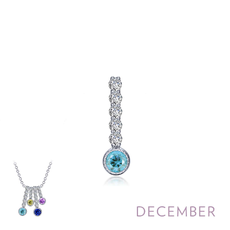 Lafonn Lafonn December Birthstone Love .32ctw Simulated Blue Topaz Pendant, Sterling Silver (No Chain)