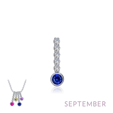 Lafonn Lafonn September Birthstone Love .32ctw Lab Grown Blue Sapphire Pendant, Sterling Silver (No Chain)