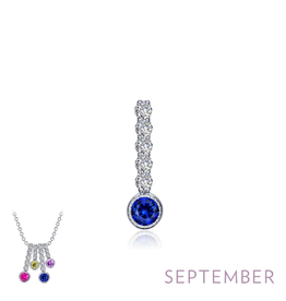 Lafonn Lafonn September Birthstone Love .32ctw Lab Grown Blue Sapphire Pendant, Sterling Silver (No Chain)