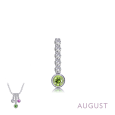 Lafonn Lafonn August Birthstone Love .32ctw Simulated Peridot Pendant, Sterling Silver (No Chain)