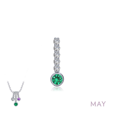 Lafonn Lafonn May Birthstone Love .32ctw Simulated Emerald Pendant, Sterling Silver (No Chain)