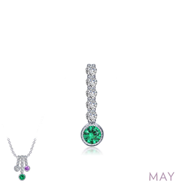 Lafonn Lafonn May Birthstone Love .32ctw Simulated Emerald Pendant, Sterling Silver (No Chain)