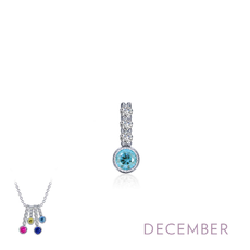 Lafonn Lafonn December Birthstone Love .17ctw Simulated Blue Topaz Pendant, Sterling Silver (No Chain)