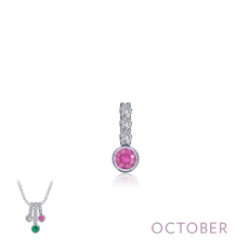 Lafonn Lafonn October Birthstone Love .17ctw Simulated Pink Tourmaline Pendant, Sterling Silver (No Chain)