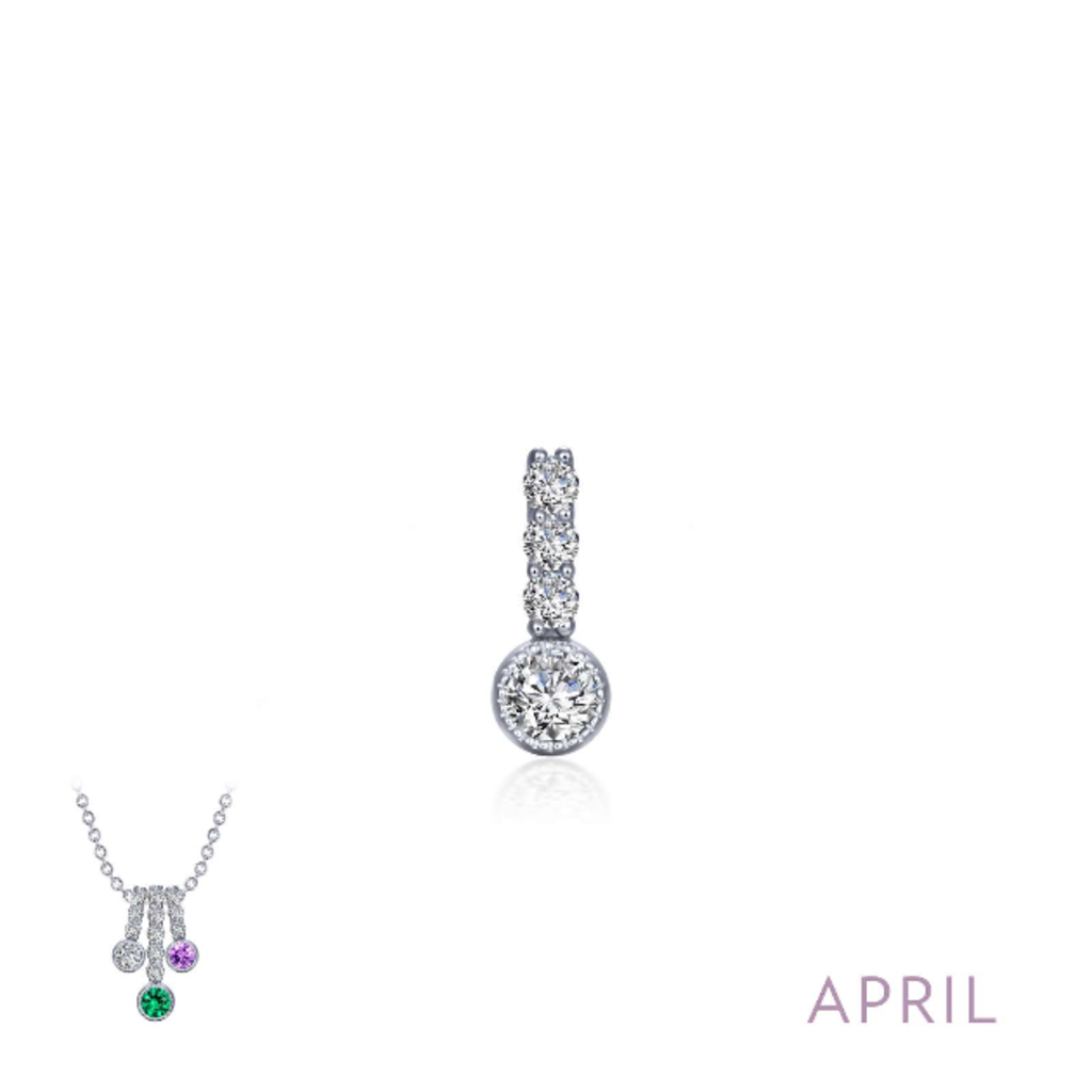 Lafonn Lafonn April Birthstone Love .17ctw Simulated Diamond Pendant, Sterling Silver (No Chain)