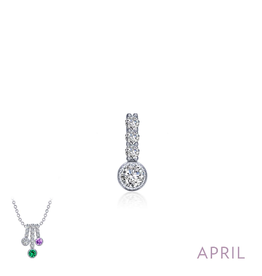 Lafonn Lafonn April Birthstone Love .17ctw Simulated Diamond Pendant, Sterling Silver (No Chain)