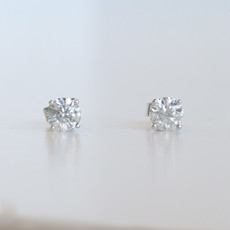 American Jewelry 14K White Gold 1ctw Round Brilliant Diamond Stud Earrings