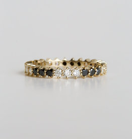 American Jewelry 14k Yellow Gold 0.85ctw White & Black Diamond Stackable Eternity Band (Size 7)