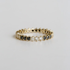 American Jewelry 14k Yellow Gold 0.85ctw White & Black Diamond Stackable Eternity Band (Size 7)
