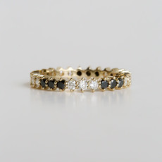 American Jewelry 14k Yellow Gold 0.85ctw White & Black Diamond Stackable Eternity Band (Size 7)