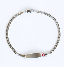 American Jewelry Sterling Silver Medic Alert Engravable Bracelet (8")