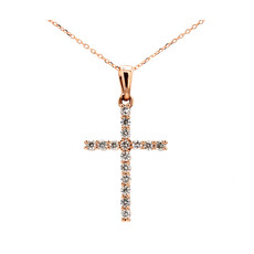 American Jewelry 14k Rose Gold .33ctw Round Brilliant Diamond Cross Pendant
