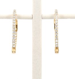 American Jewelry 14k Yellow Gold .80ctw Round Brilliant Diamond Inside/Out Hoop Earrings