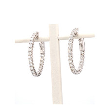 American Jewelry 14k White 1.38ctw Round Brilliant Diamond Inside/Out Hoop Earrings