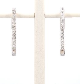 American Jewelry 14k White Gold .80ctw Round Brilliant Diamond Inside/Out Hoop Earrings