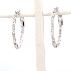 American Jewelry 14k White Gold .80ctw Round Brilliant Diamond Inside/Out Hoop Earrings