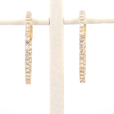 American Jewelry 14k Yellow Gold 1.20ctw Round Brilliant Diamond Inside/Out Hoop Earrings