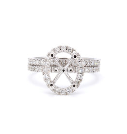 American Jewelry 14k White Gold .83ctw Diamond Oval Halo Semi Mount Wedding Set (Size 7)