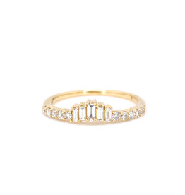 American Jewelry 14k Yellow Gold .45ctw Round & Baguette Diamond Curved Ladies Wedding Band