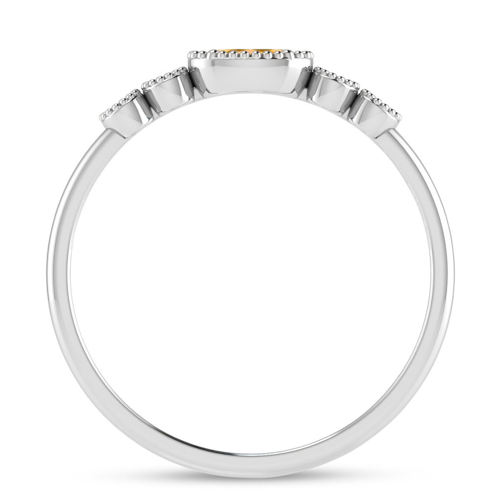 American Jewelry 10k White Gold Oval Citrine & .06ctw Diamond Ladies Birthstone Ring (Size 6.5)