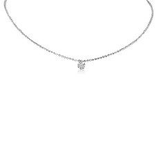 American Jewelry 14k White Gold .15ct Solitaire Pierced Dashing Diamond Necklace (18")