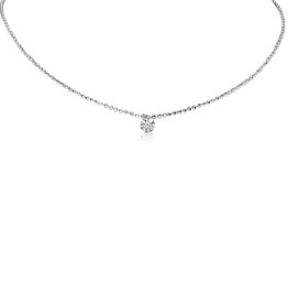 American Jewelry 14k White Gold .15ct Solitaire Pierced Dashing Diamond Necklace (18")