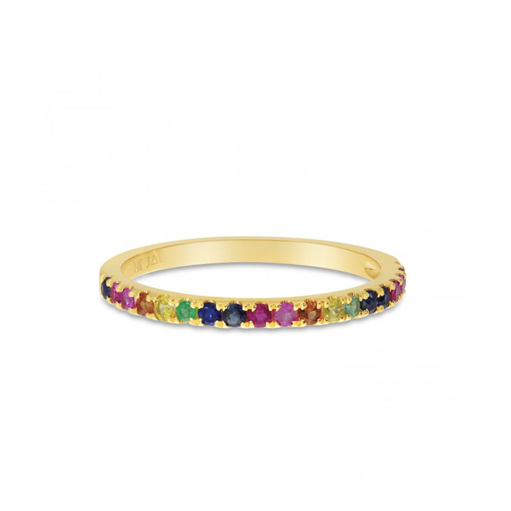 American Jewelry 14k Yellow Gold .44ctw Rainbow Sapphire Stackable Ladies Band (Size 6)