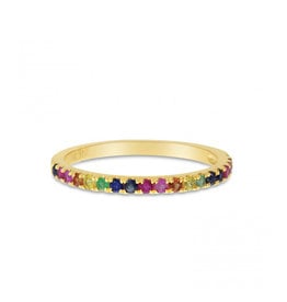 American Jewelry 14k Yellow Gold .44ctw Rainbow Sapphire Stackable Ladies Band (Size 6)