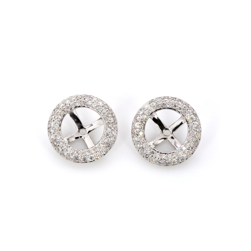 American Jewelry 14k White Gold .52ctw Pave Diamond Earring Jackets