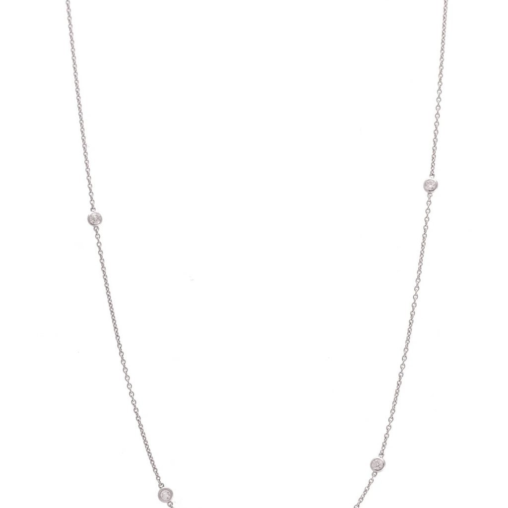 American Jewelry 14k White Gold 1ctw Diamonds by the Yard Bezel Station Necklace (40")