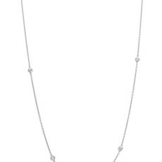 American Jewelry 14k White Gold 1ctw Diamonds by the Yard Bezel Station Necklace (40")