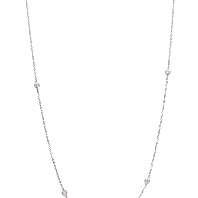 American Jewelry 14k White Gold 1ctw Diamonds by the Yard Bezel Station Necklace (40")