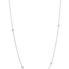 American Jewelry 14k White Gold .93ctw Diamonds by the Yard Bezel Station Necklace (32")