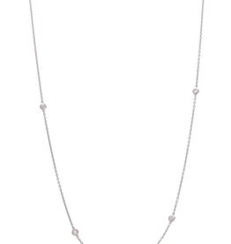 American Jewelry 14k White Gold .93ctw Diamonds by the Yard Bezel Station Necklace (32")