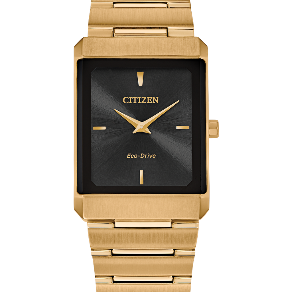 Citizen Citizen Eco-Drive Stiletto Gold-tone Midsize Watch with Black Dial
