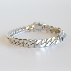 American Jewelry 14k White Gold 8mm Flat Curb Chain Bracelet (8")