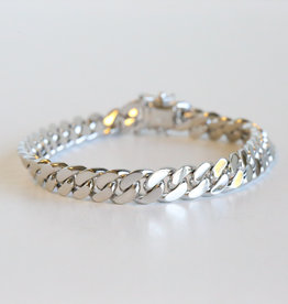 American Jewelry 14k White Gold 8mm Flat Curb Chain Bracelet (8")