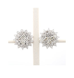 American Jewelry 14k White Gold 3.60ctw Round Brilliant Diamond Cluster Earrings