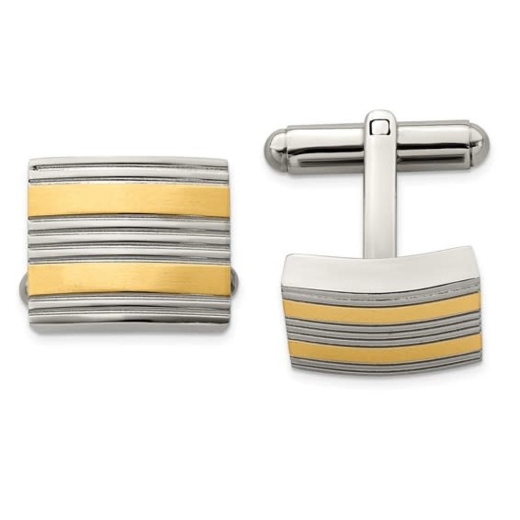 American Jewelry Stainless Steel & Yellow IP-Plated Cufflinks