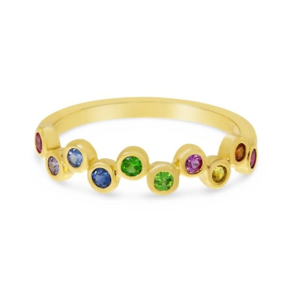 American Jewelry 14k Yellow Gold .44ctw Rainbow Sapphire Bubble Ladies Band (Size 7)