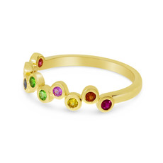 American Jewelry 14k Yellow Gold .44ctw Rainbow Sapphire Bubble Ladies Band (Size 7)
