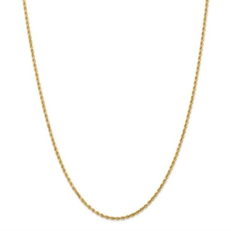 American Jewelry 14k Yellow Gold 2.3mm Diamond Cut Rope Chain (24")