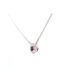 American Jewelry 14k White Gold .25ct Bezel Ruby & .09ctw Diamond Necklace