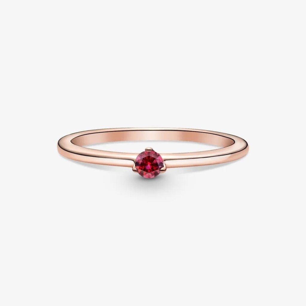 Pandora PANDORA Rose Ring, Solitaire, Red CZ - Size 56