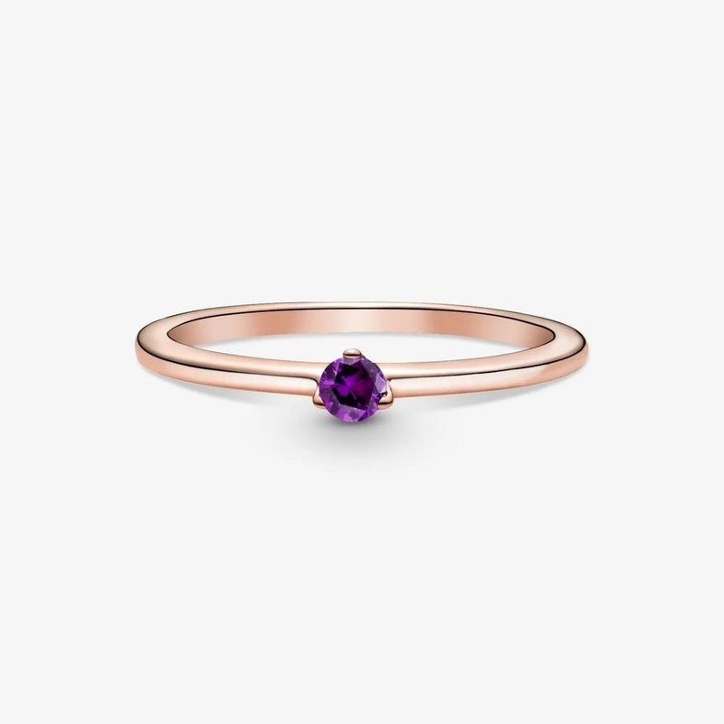 Pandora PANDORA Rose Ring, Solitaire, Purple Crystal - Size 52