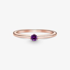 Pandora PANDORA Rose Ring, Solitaire, Purple Crystal - Size 56